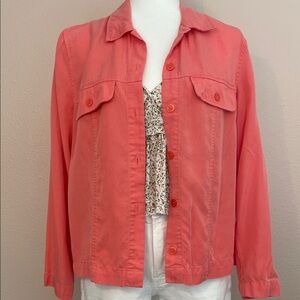 JM Collection Vibrant Coral Utility Jacket